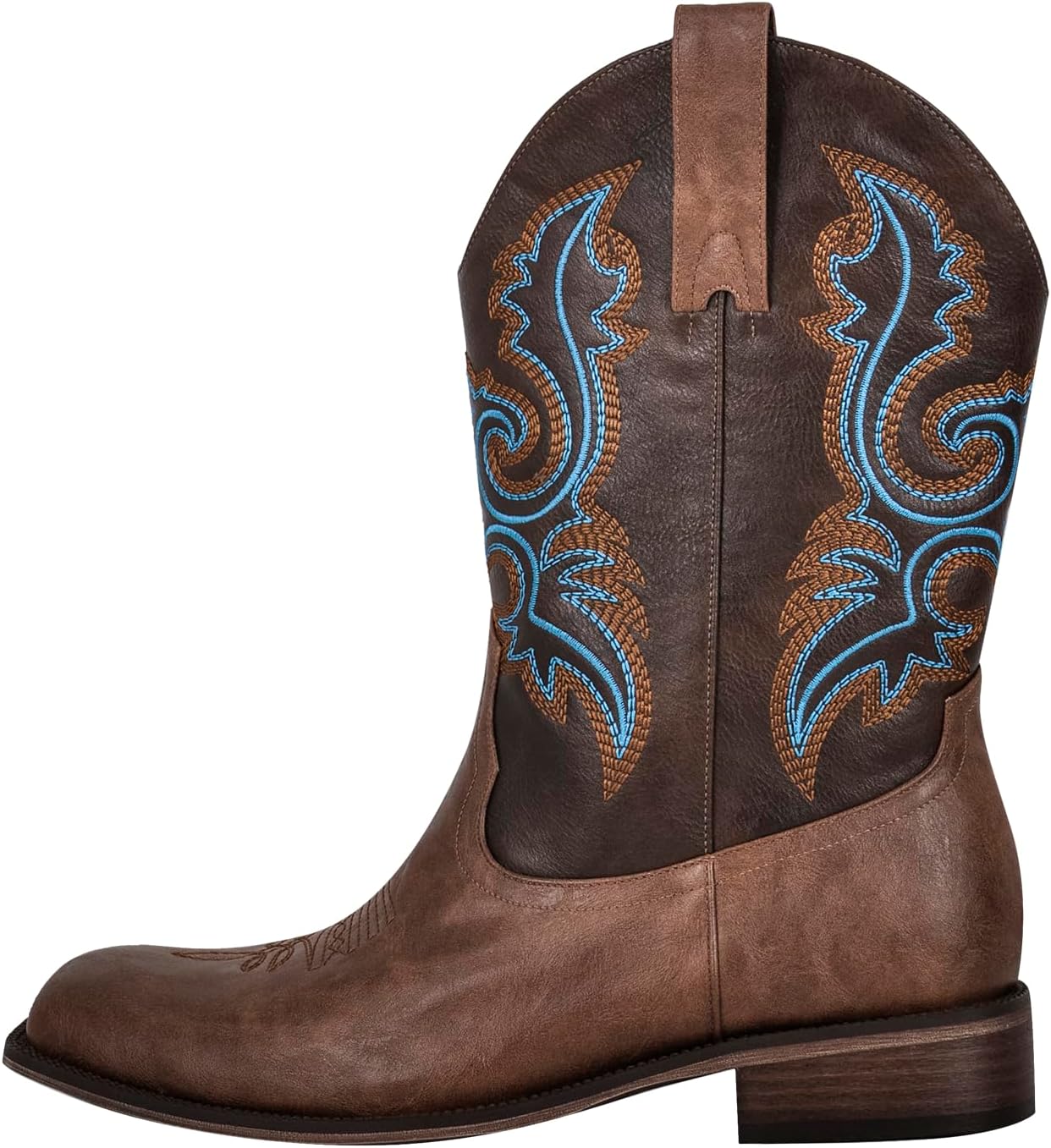 

Ковбойские сапоги LISHAN для мужчин с квадратным носком, вышивкой и средней длиной голенища, синий