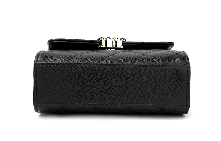 CHANEL Сумка через плечо из зерненой кожи коровы с клапаном, черная, модель Women's Black — фото 4
