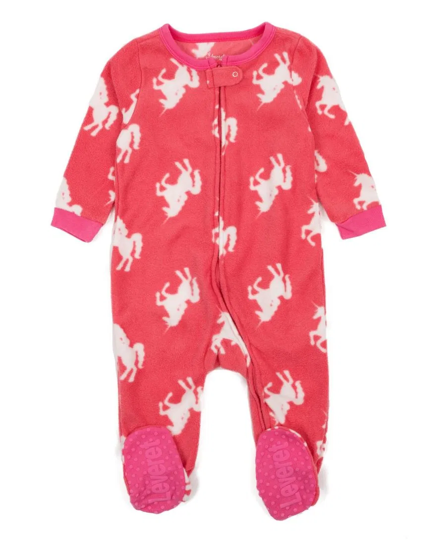 Комплект из цельных флисовых пижам для девочек, подходящих по принту, для всей семьи (от 3 до 24 месяцев) Leveret, розовый