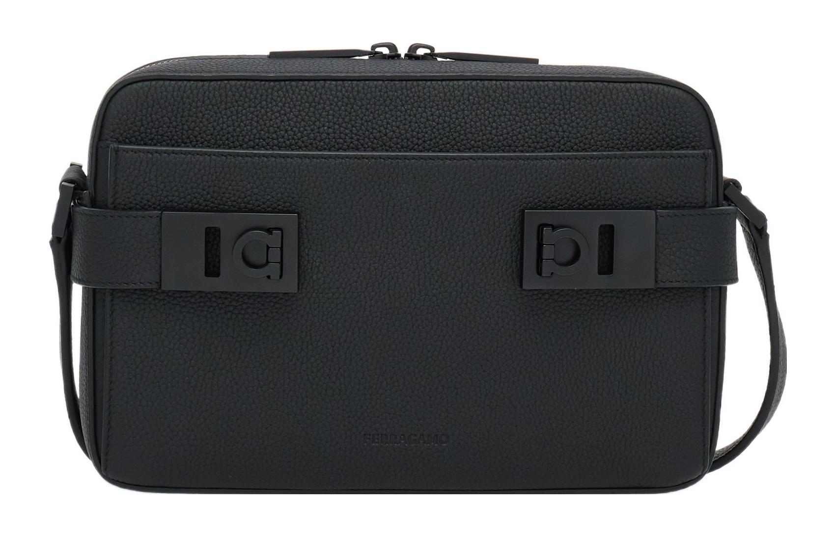 

Ferragamo Сумка через плечо Hammered Texture Cow Leather Crossbody Bag, женская black