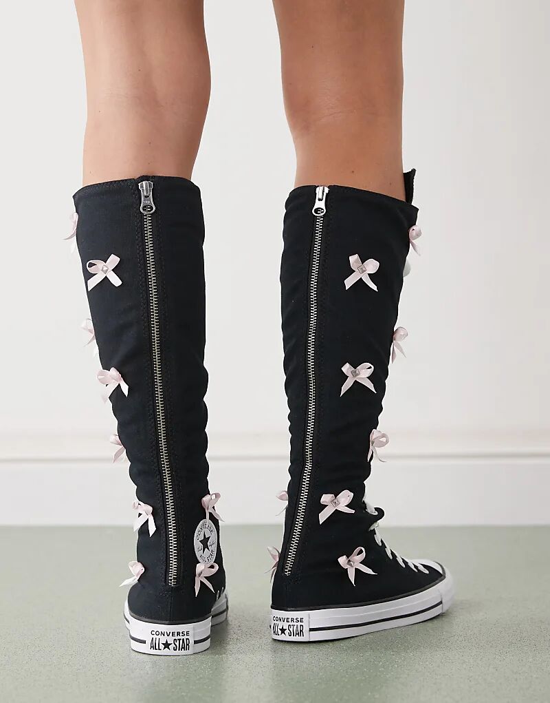Кроссовки Converse Chuck Taylor All Star Knee Hi черного цвета с бантами — фото 3