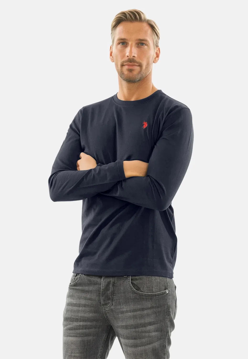 Лонгслив Basic U.S. Polo Assn., navy-рот