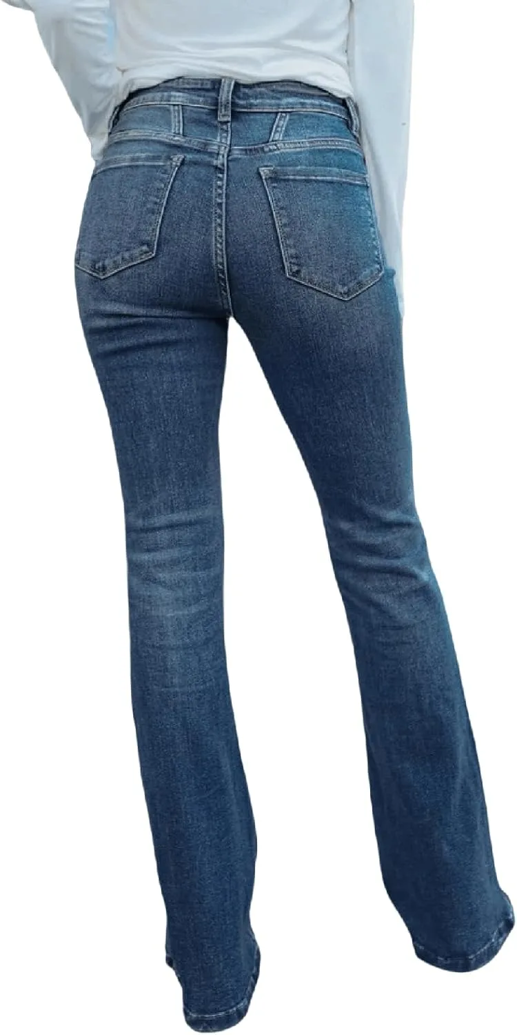 

Женские классические джинсы синего цвета Comfort Stretch с прямыми штанинами