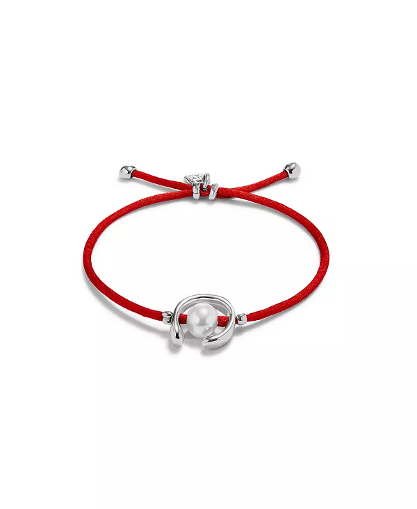 

Кожаный браслет с красной нитью и культивированным жемчугом Unode50, silver
