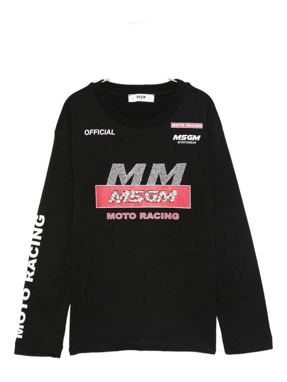 

Футболка, украшенная стразами MSGM Kids, черный