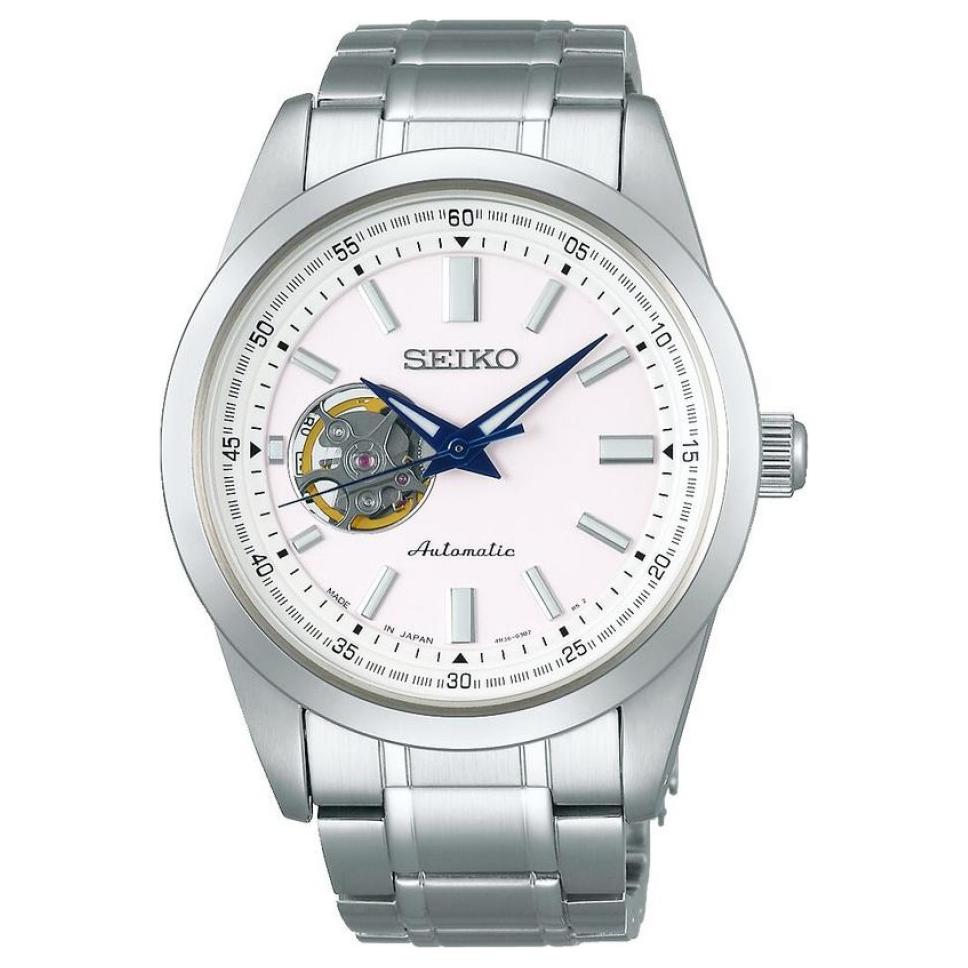 

SEIKO Мужские часы с автоматическим механическим механизмом, стальной браслет, белый циферблат