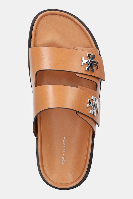 Кожаные шлепанцы T Lock Sport Slide Tory Burch, коричневый — фото 4