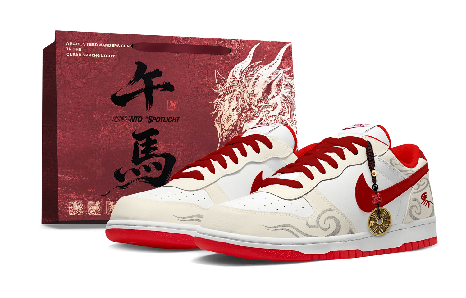 

Nike Big Yufeng Tianma SBOX Абразивостойкие дышащие низкие кроссовки для скейтбординга мужские красные белые