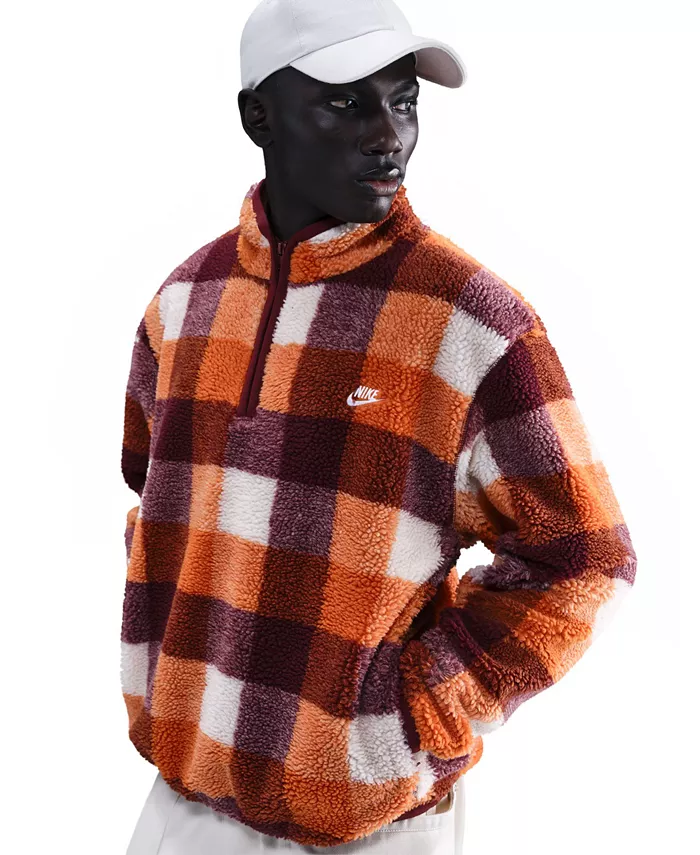 

Мужской клубный утепленный свитшот с молнией до половины Nike, оранжевый