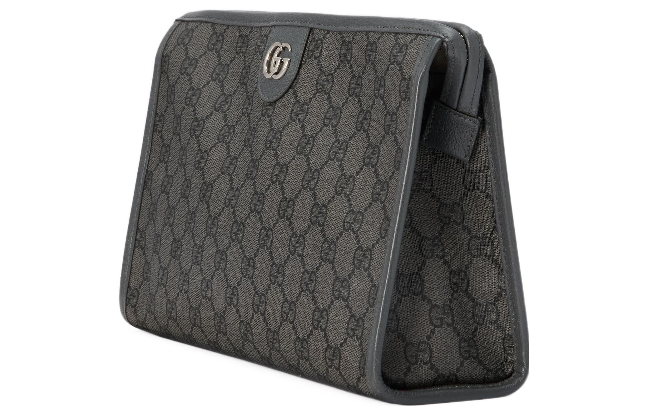 Ophidia Canvas с кожаной окантовкой косметичка, клатч мужской серый и черный GUCCI, Set (Bag+Dust Bag) — фото 3