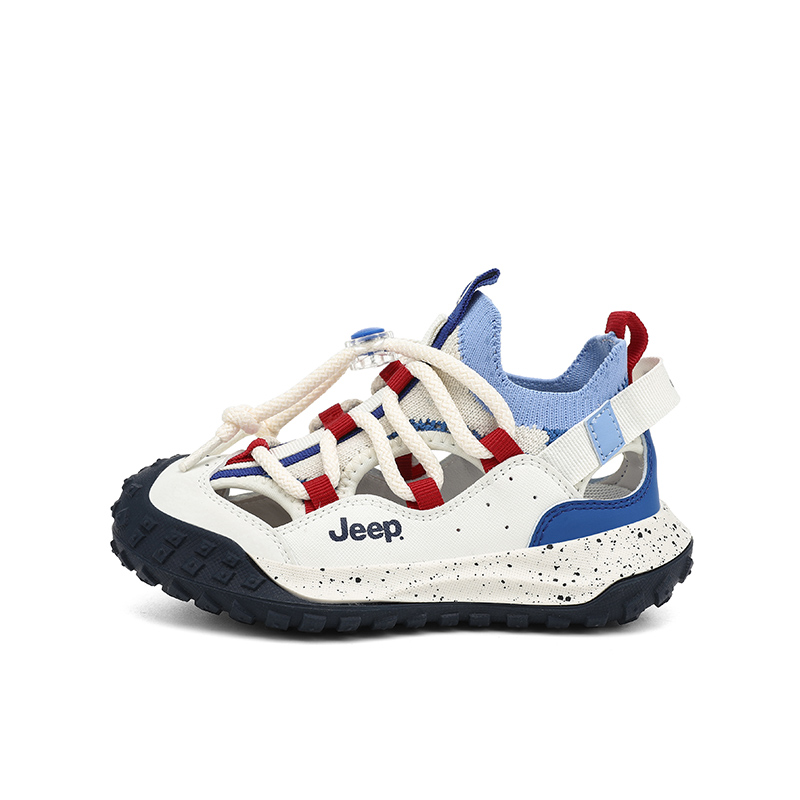 

Сандалии детские, водонепроницаемые, дышащие, быстросохнущие, с противоскользящей подошвой, с амортизацией, устойчивые к истиранию и отскоку Jeep, слоновая кость/белый/синий
