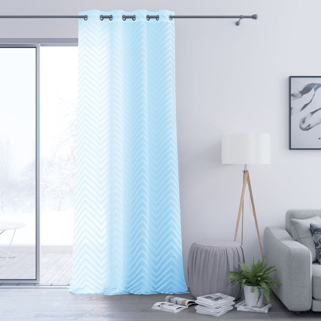 

Штора AmeliaHome Molisa с люверсами-подвесками 140x270 см, голубая штора с люверсами, прозрачная, легко чистится, прочная и элегантная., светло-синий
