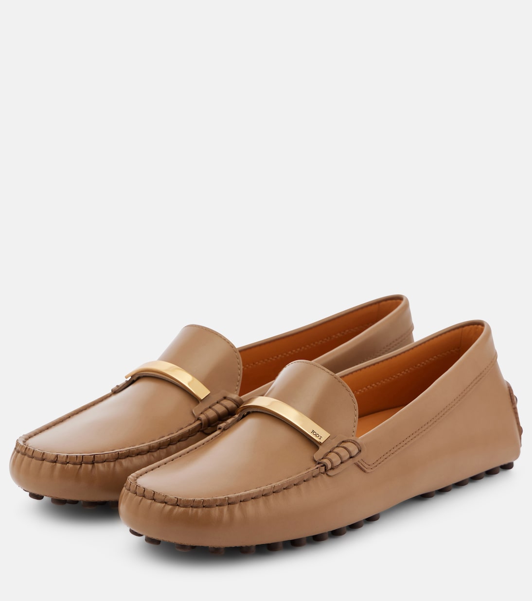 Кожаные туфли для вождения Gommino Tod's, Cappuccino — фото 4