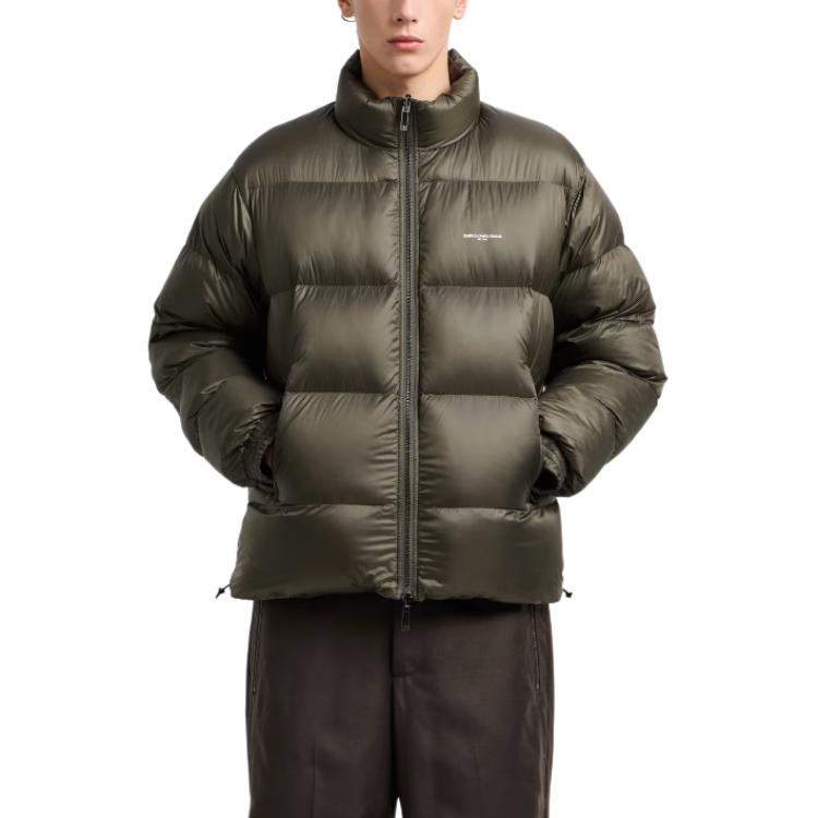 Реверсивная куртка пуховая из смесовой шерсти твил EMPORIO ARMANI, зеленый — фото 3