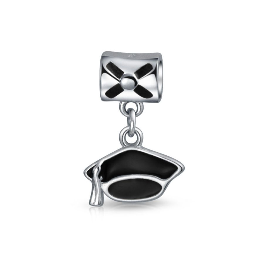 

Браслет из стерлингового серебра с подвеской в виде овальной выпускной шапочки Bling Jewelry, Black