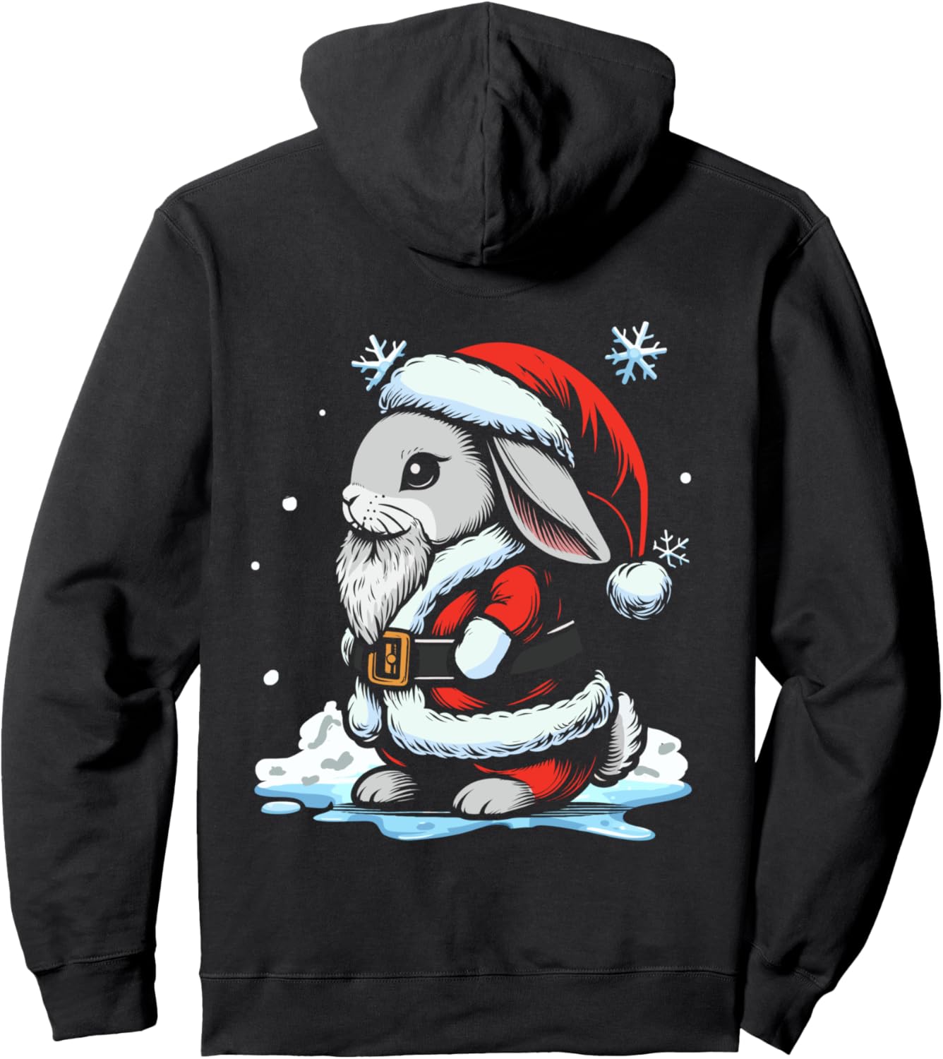 

Худи с изображением кролика Санта-Клауса и кролика на Рождество Christmas Hare Bunnies Xmas Rabbit Santa, черный