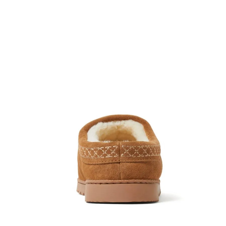 Тапочки-сабо Dean из натуральной замши с вышивкой Dearfoams, Chestnut — фото 2