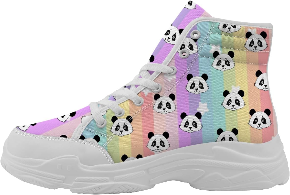 

Кроссовки Panda High Top для женщин, милые высокие кеды на шнуровке с платформой, подарки для нее и для него Generic, 3101 Pandas Rainbow