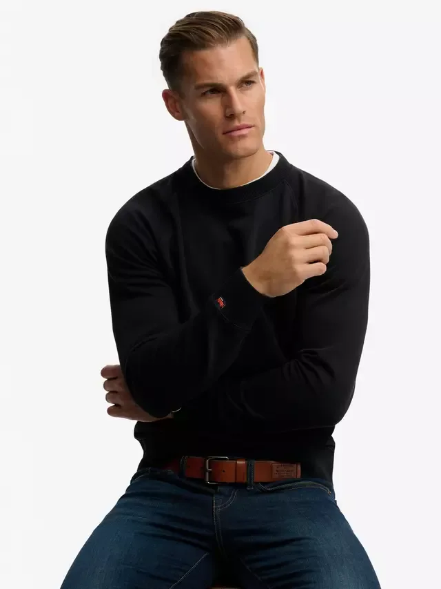 Толстовка Essential Logo Raglan Crew, черная Superdry — фото 4