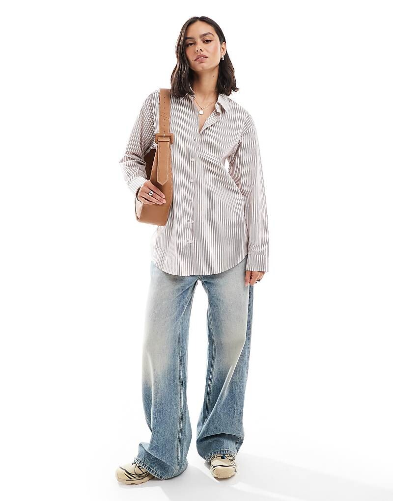 

ASOS DESIGN – розовая рубашка из поплина в полоску оверсайз