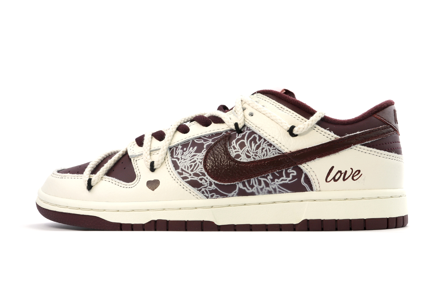 

Кроссовки Nike Dunk Skateboarding Shoes Unisex Low-top Burgundy/white, цвет Burgundy