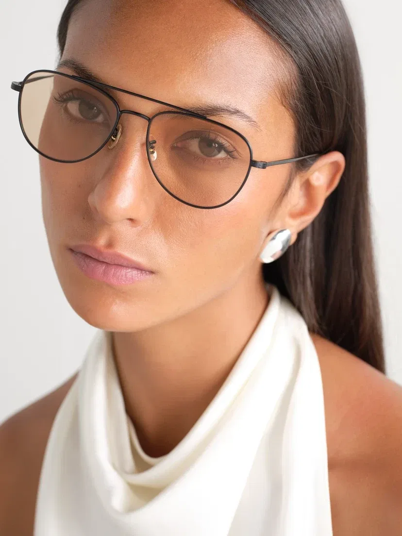 Металлические солнцезащитные очки в стиле "авиатор" Oliver Peoples, черный — фото 2