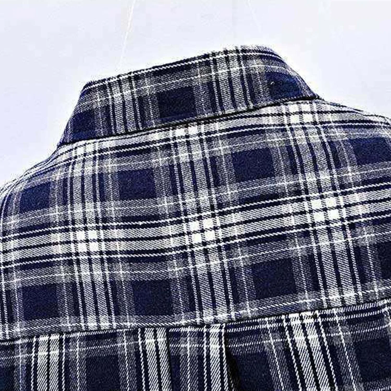 Мужская рубашка на пуговицах casual с длинным рукавом и отложным воротником, клетчатый принт gingham — фото 3