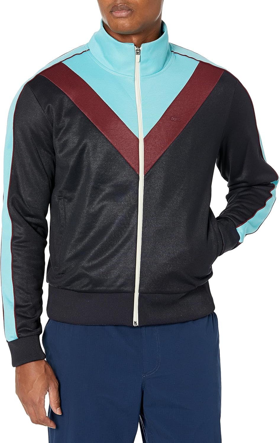 

Lacoste мужской толстовка с полной молнией и цветными блоками на переднем кармане, Abysm/Cove-Zin