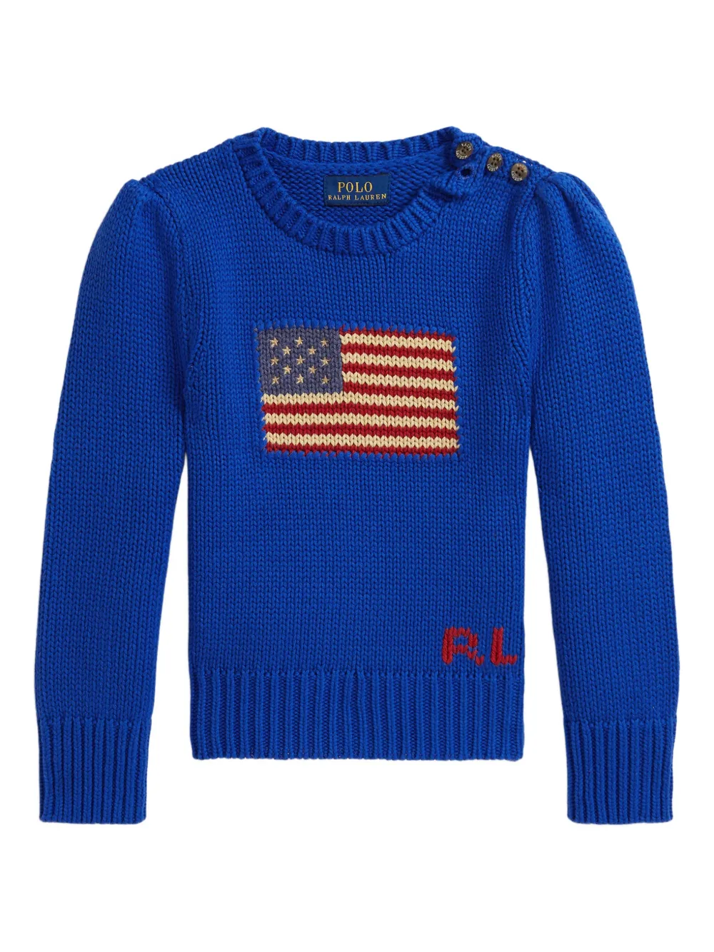 

Свитер The Iconic Flag вязки интарсия Polo Ralph Lauren Kids, синий