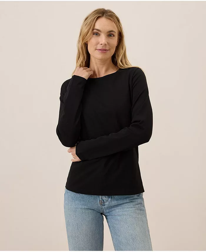 

Женская футболка с длинным рукавом из органического хлопка Luxe Stretch Jersey Pact, серый