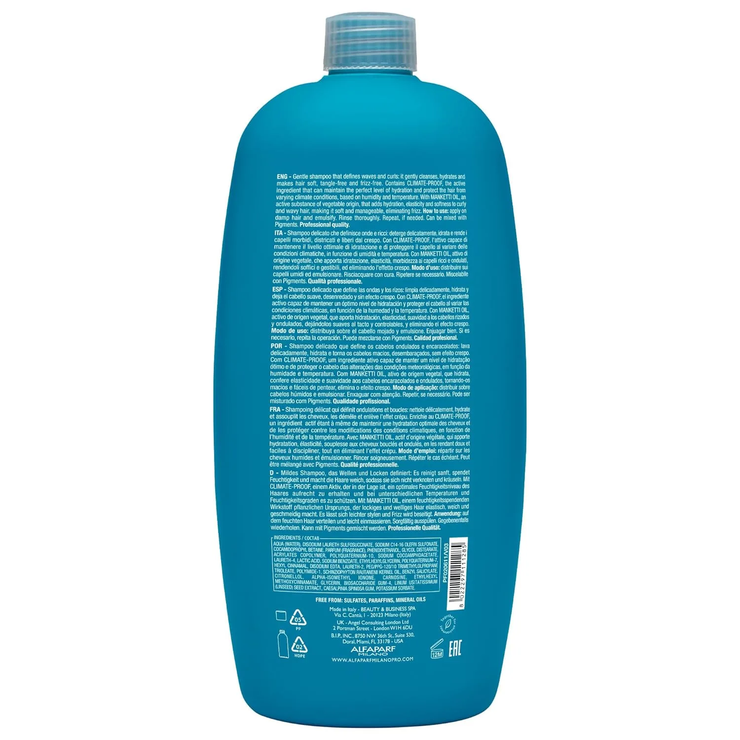Шампунь Alfaparf Milano Semi Di Lino Curls Enhancing без сульфатов для волнистых и кудрявых волос - увлажняет и питает - уменьшает пушистость - защищает от влажности - подходит для веганов 1000 мл (.) — фото 2