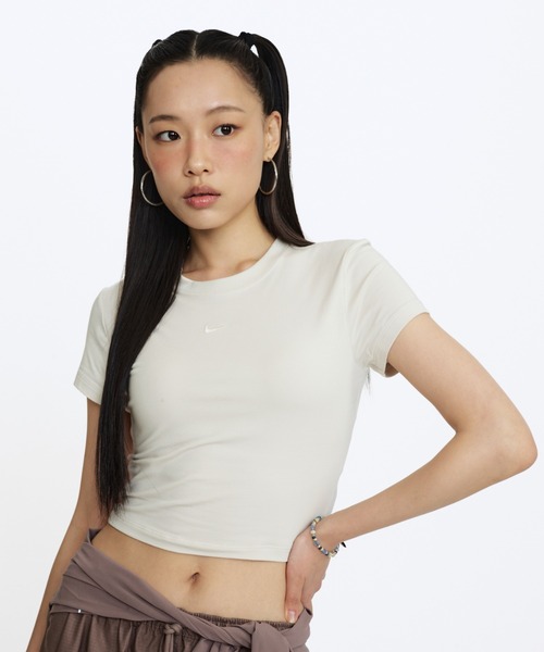 

Женская укороченная футболка, вязаный трикотаж NIKE Sportswear, светло-коричневый