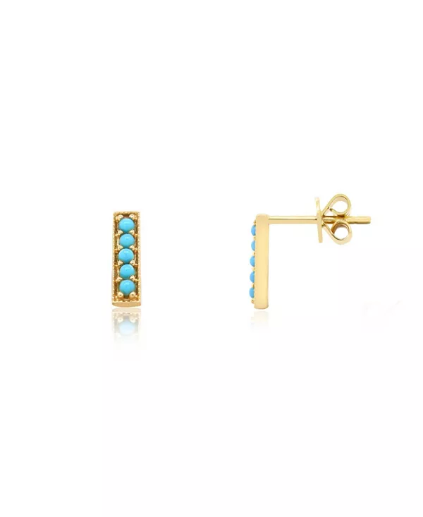 

Серьги-Гвоздики с бирюзовыми бусинами, золото 14 карат The Lovery, turquoise