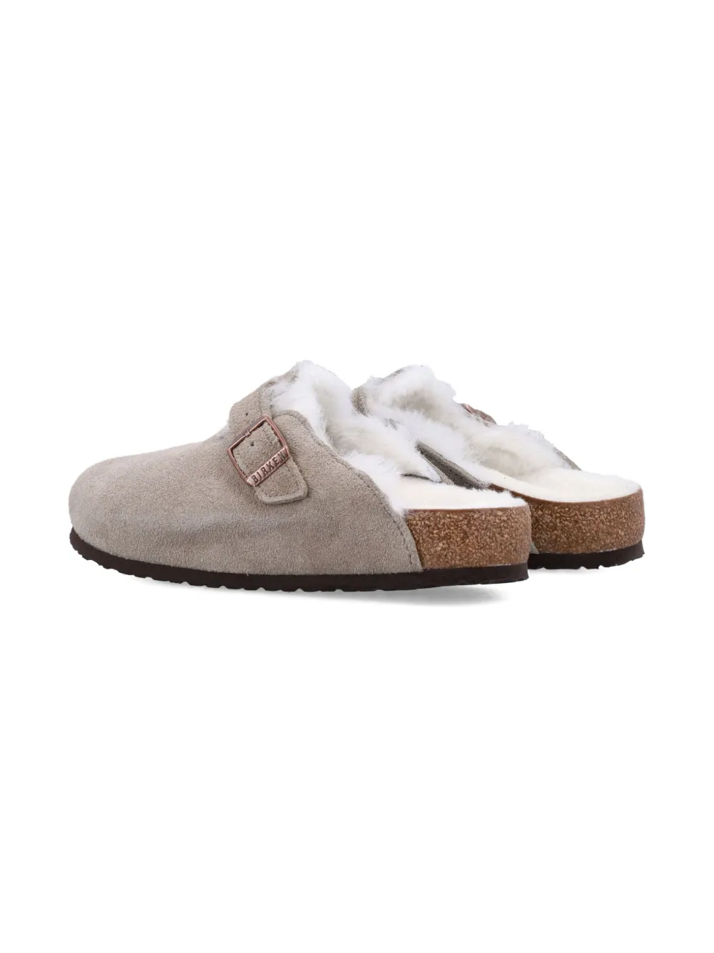 Бостонские сабо с отделкой из овчины Birkenstock Kids, светло-коричневый — фото 3