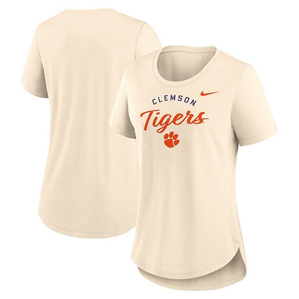 

Женская футболка tan clemson tigers script logo tri-blend Nike, Бежевый, Женская футболка tan clemson tigers script logo tri-blend Nike