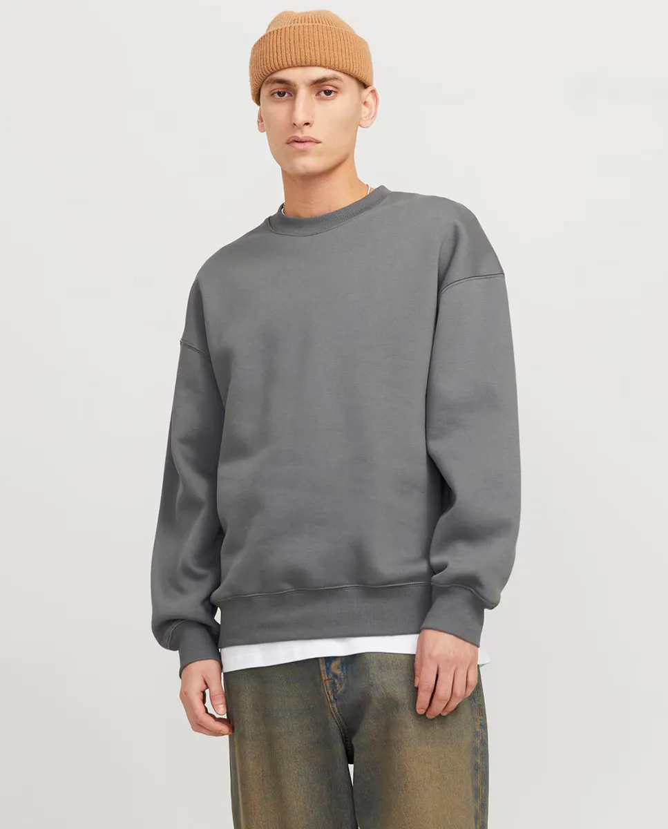 

Мужская однотонная толстовка с длинными рукавами и круглым вырезом Jack & Jones, серый