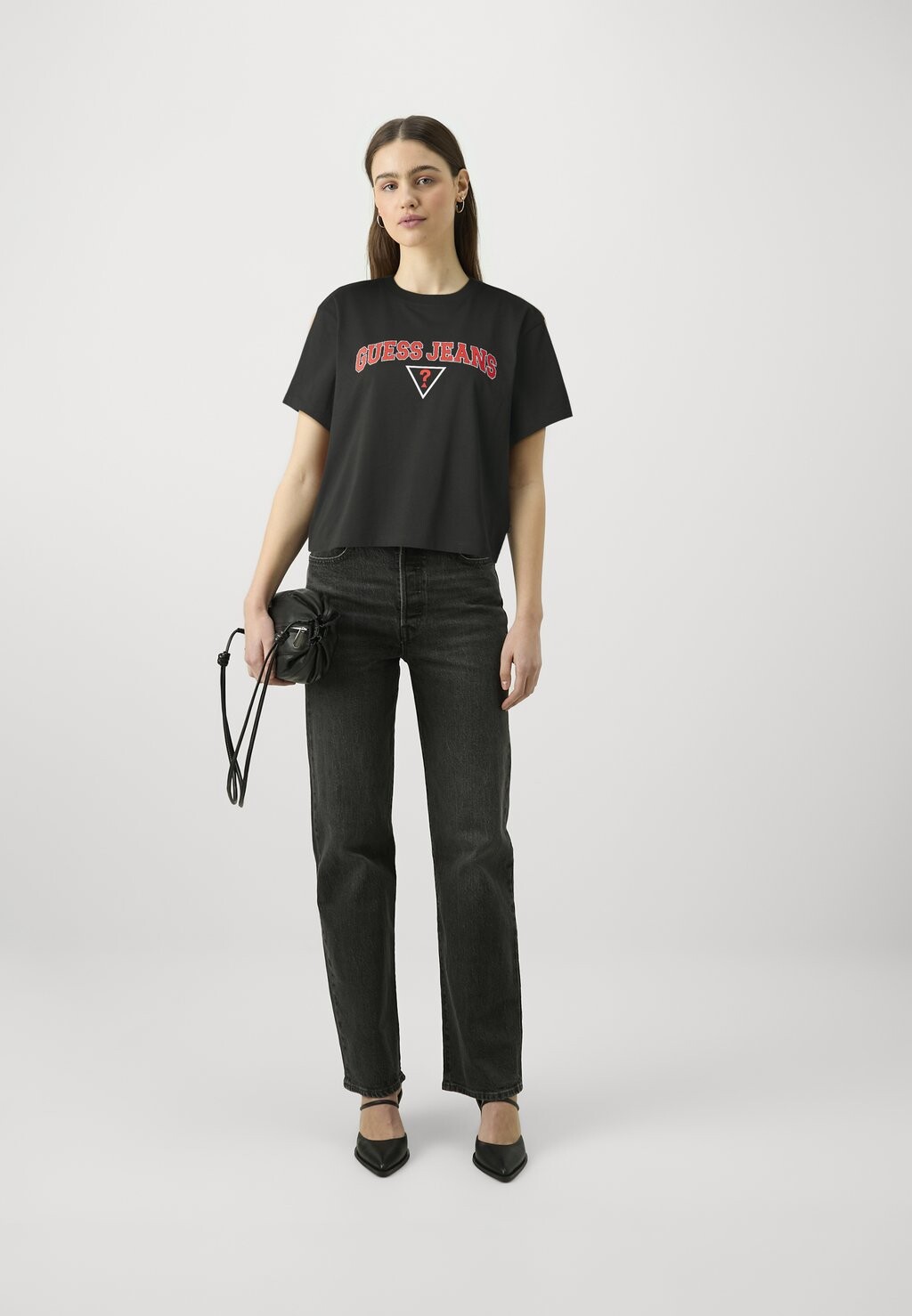 

Футболка с принтом SS CN BOXY TEE Guess Jeans, черный