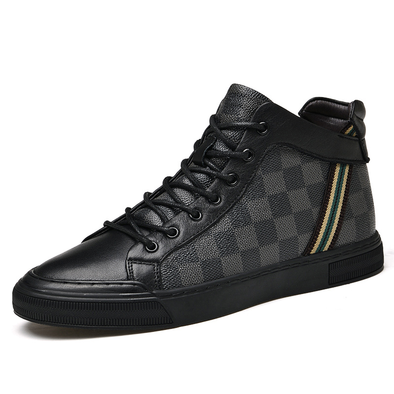 PAIBLOKS Скользоустойчивые амортизирующие кроссовки Mid top Skateboard Shoes для мужчин с устойчивостью к истиранию, коричневые, цвет Brown — фото 3