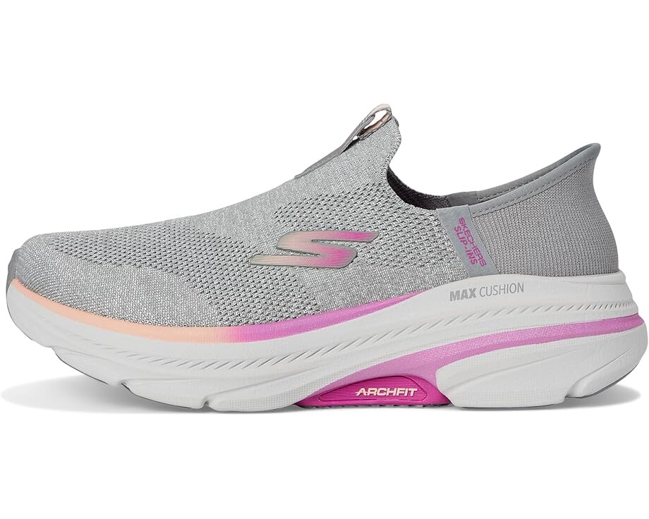 Кроссовки SKECHERS Max Cushioning Arch Fit 2.0 Cambridge Hands Free Slip-Ins, цвет Gray/Pink — фото 4