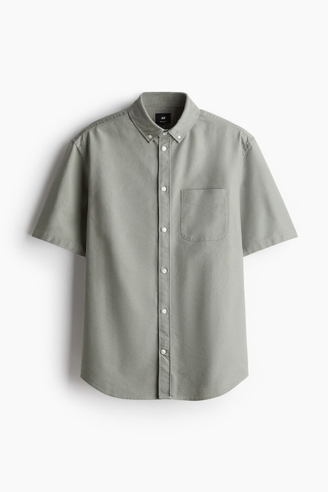 

Рубашка Оксфорд с короткими рукавами, стандартного кроя. H&M, зеленый