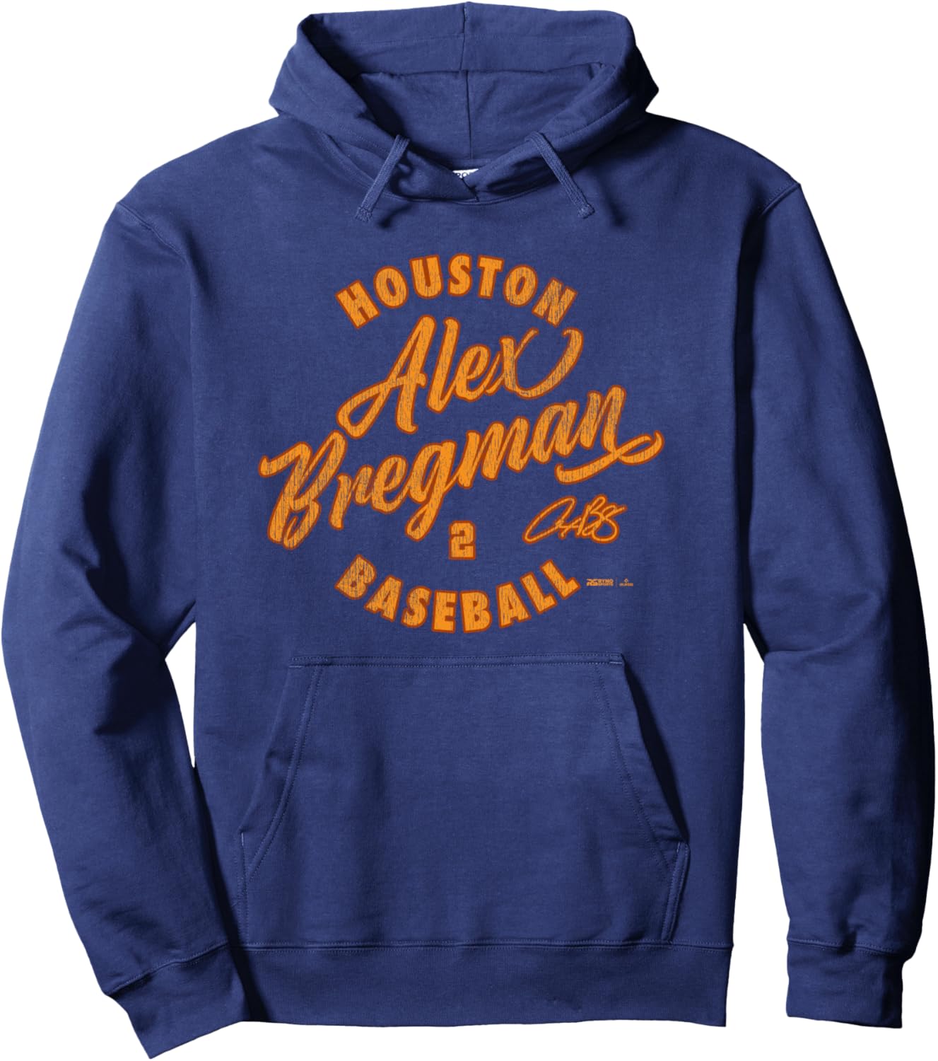 

Худи Alex Bregman Houston Baseball Vintage Cursive MLBPA Ryno Sports, темно-синий