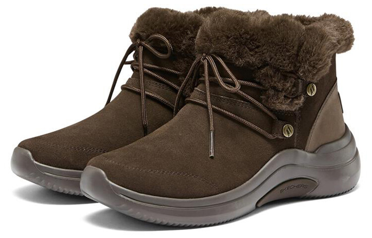 Зимние ботинки женские Skechers с мехом, коричневый — фото 2