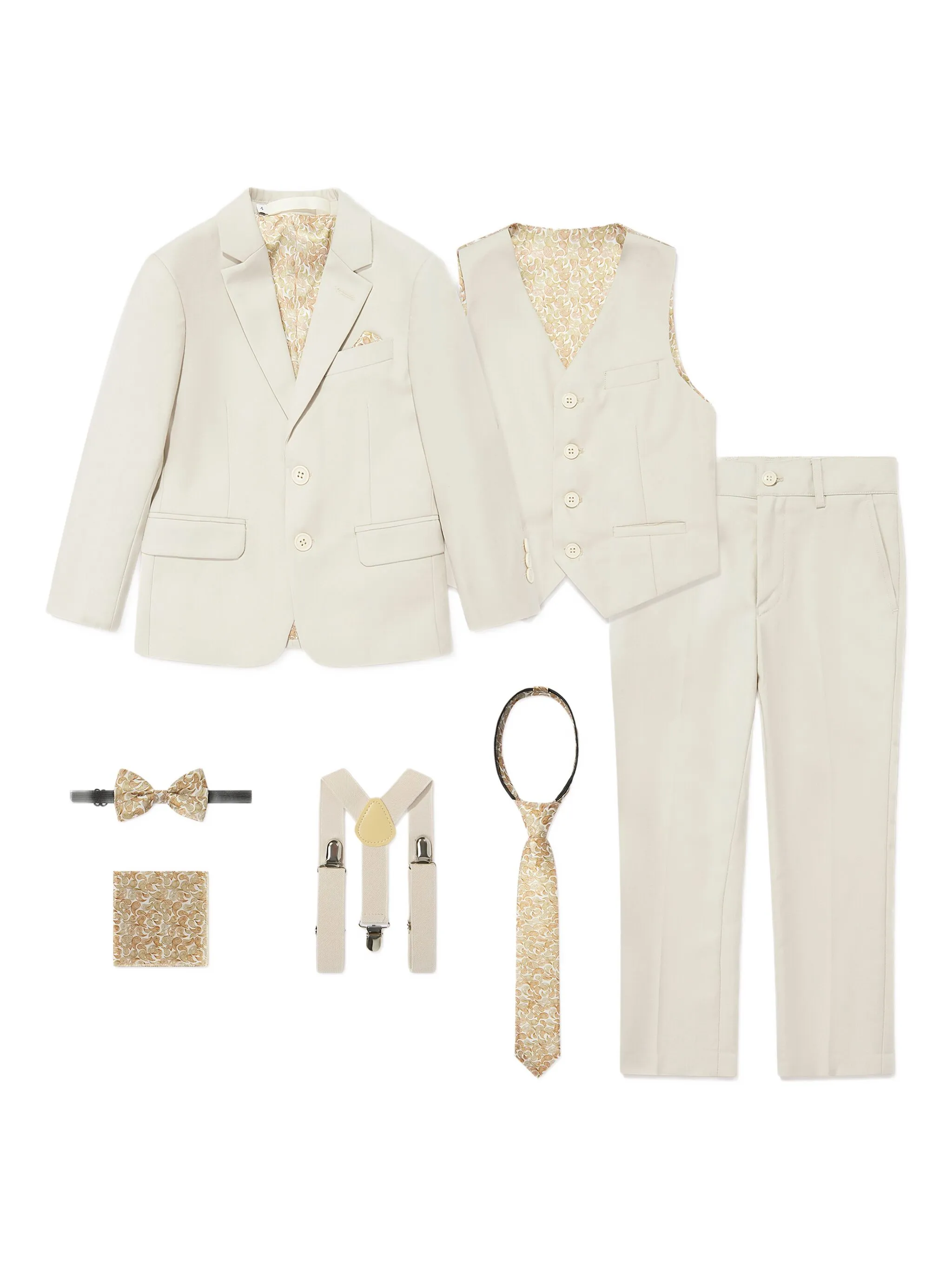 

Костюм с однобортным пиджаком Suitlab Kids, бежевый