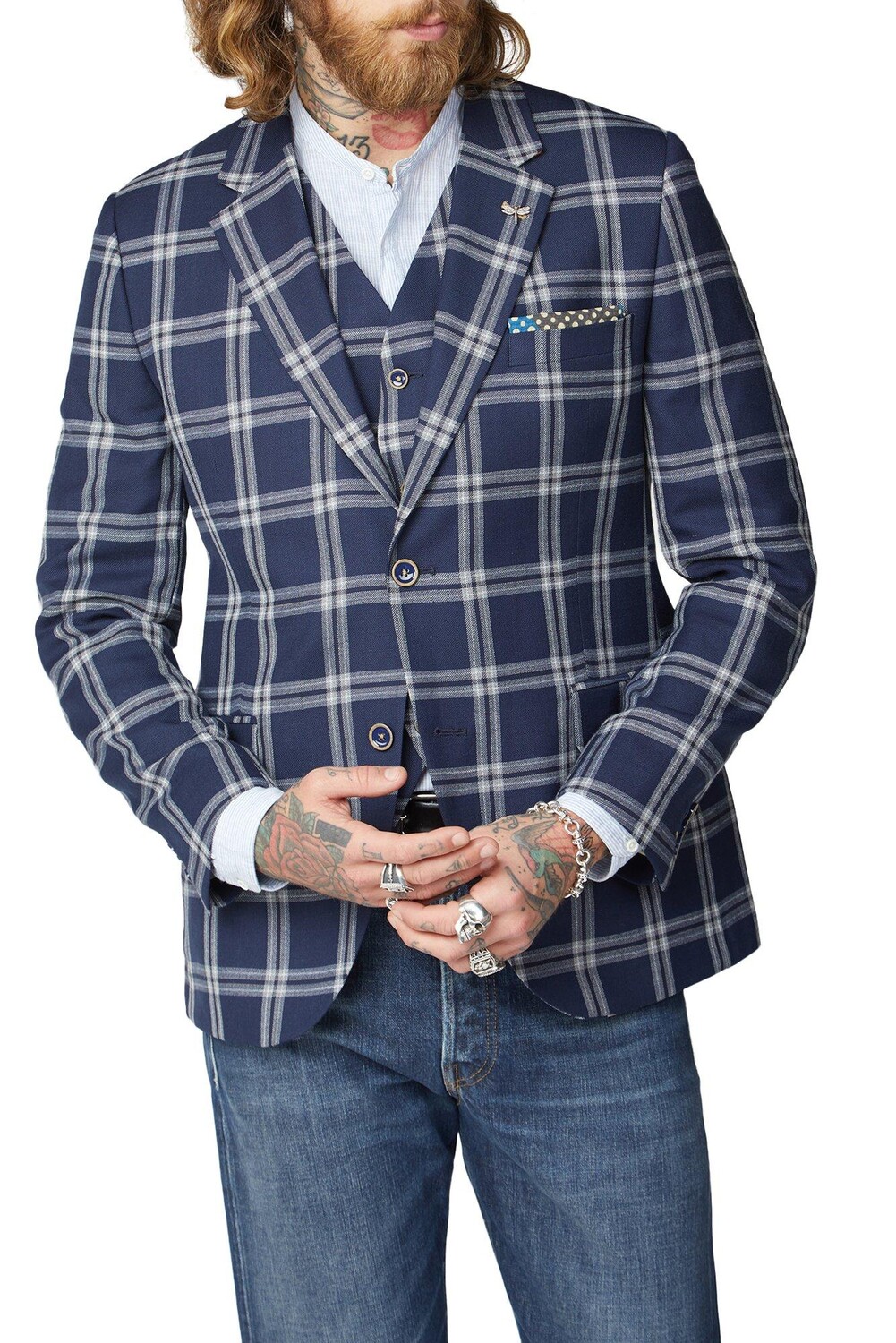 

Куртка в клетку Windowpane Gibson London, темно-синий