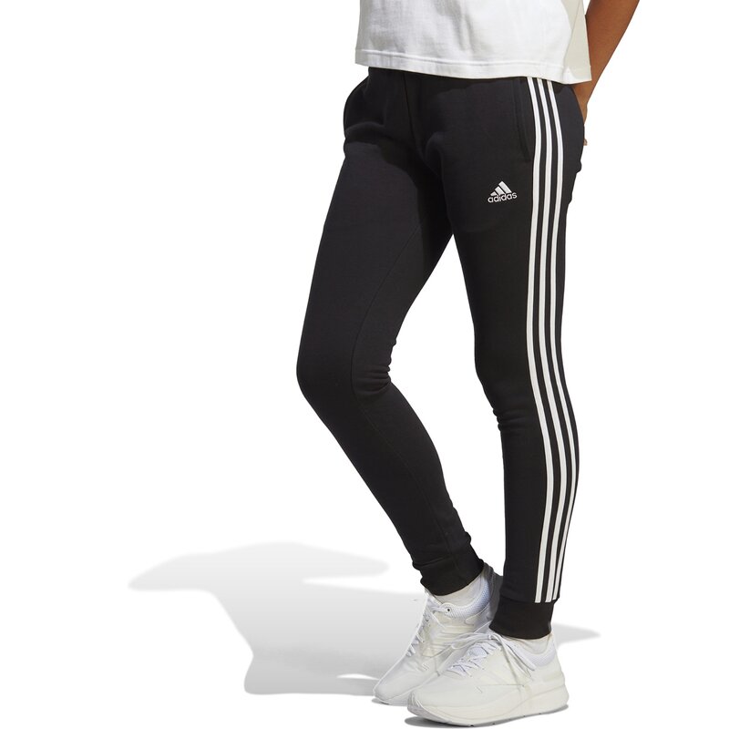 Брюки Essentials с тремя полосками и манжетами из французского трикотажа Adidas, черный — фото 2