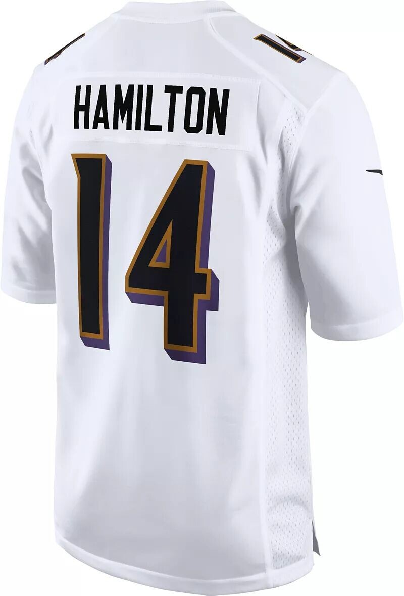 Мужская белая игровая майка Nike Baltimore Ravens Kyle Hamilton #14 — фото 3