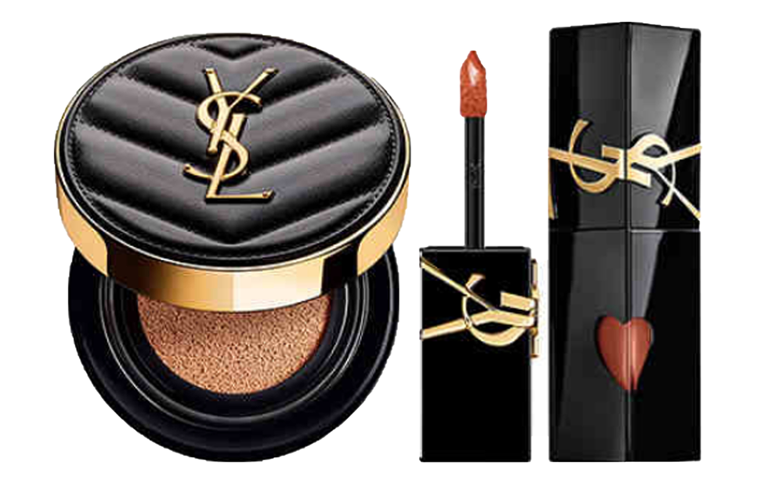 SAINT LAURENT Кожаный Air Cushion черный тюбик блеск для губ наборы макияжа натуральный тон лица осветление тона кожи 14g+5.5ml — фото 2