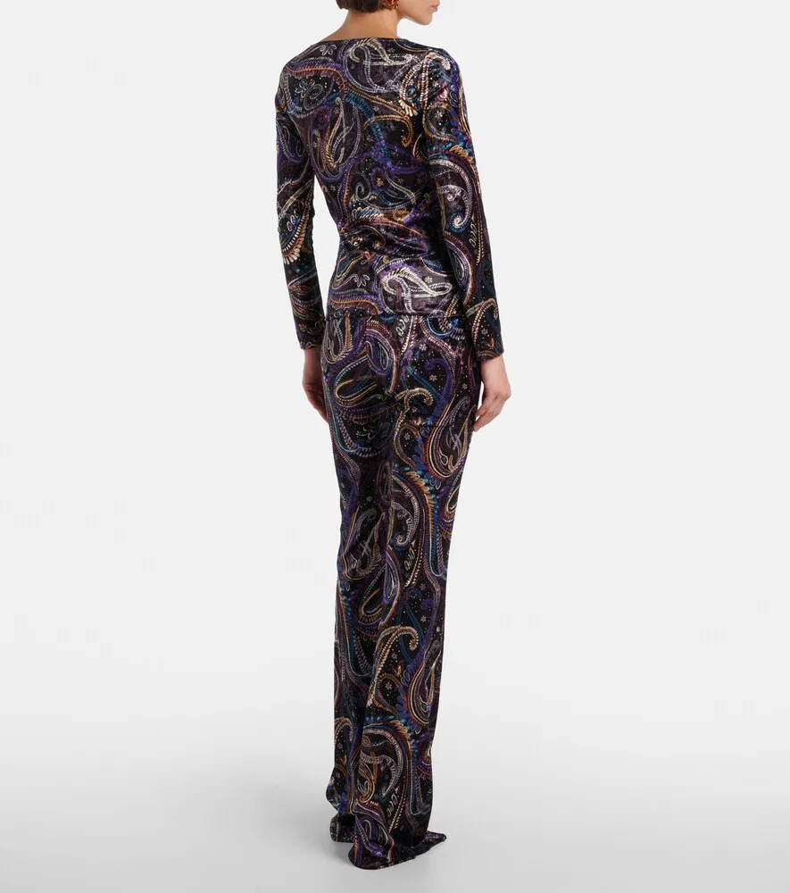 Бархатный топ с узором пейсли Etro, мультиколор — фото 3