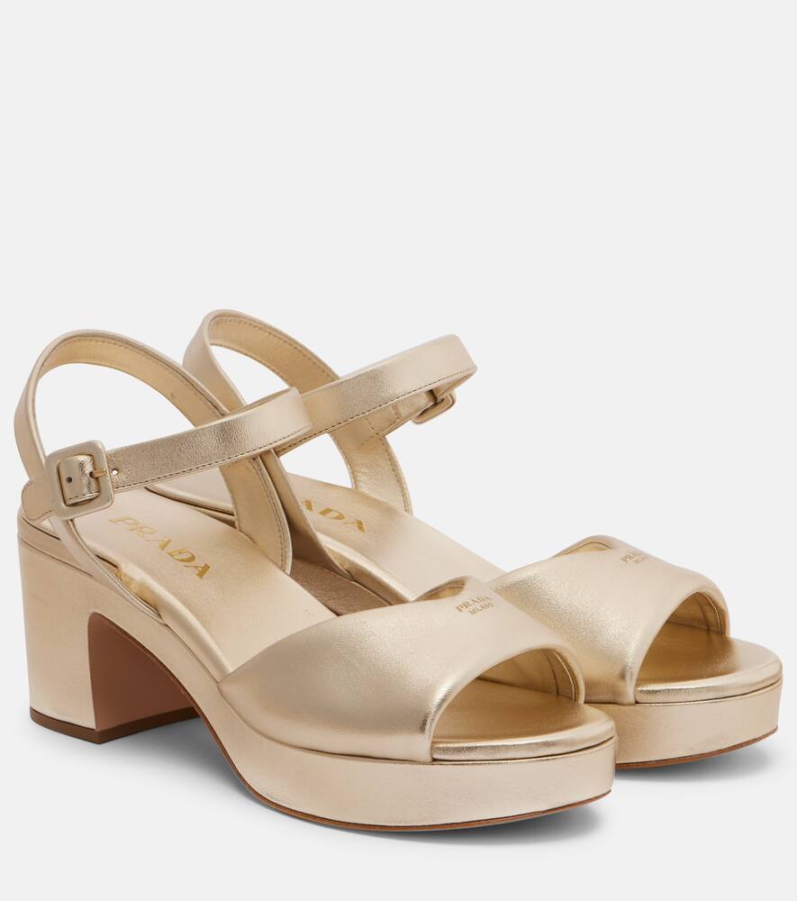 Металлические кожаные сандалии на платформе Prada, Pirite