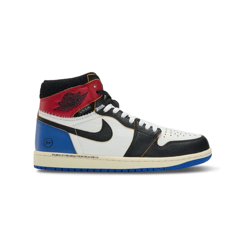 Jordan Union X Fragment Design Air 1 High Top Vintage баскетбольные кроссовки Unisex Black White Blue — фото 3